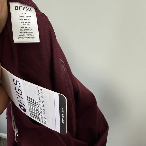 Figs Women's Size XL Burgundy Yola Maternity Skinny Scrub Pants New - Picture 4 of 4